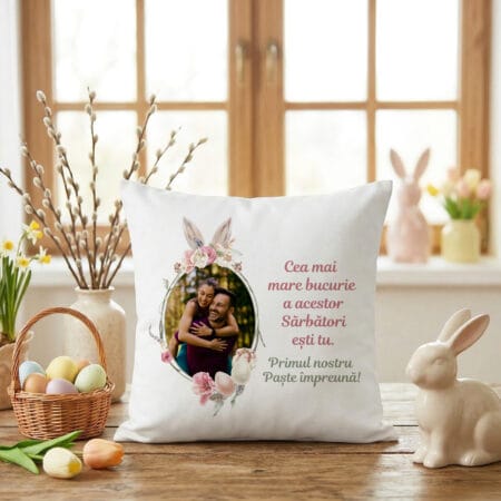 pernă personalizată cuplu "primul paște Împreună" cu poză