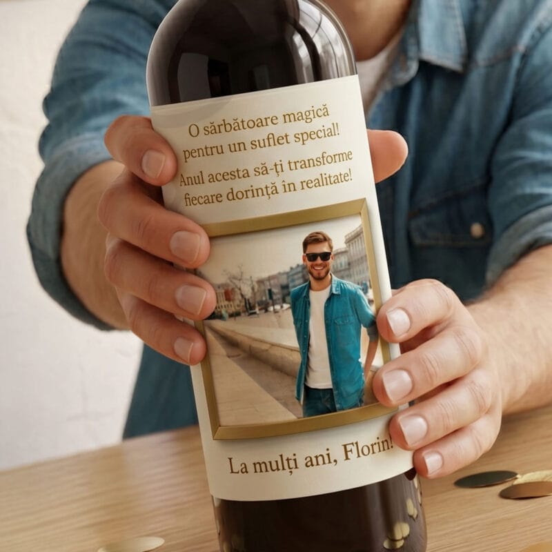vin personalizat la mulți ani cu poză și nume