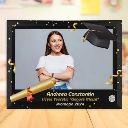 placheta de sticla personalizata -absolvent