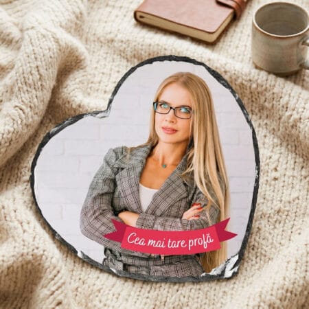placă ardezie inimă personalizată — cadou profesoară