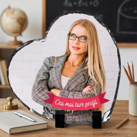 placă ardezie inimă personalizată — cadou profesoară