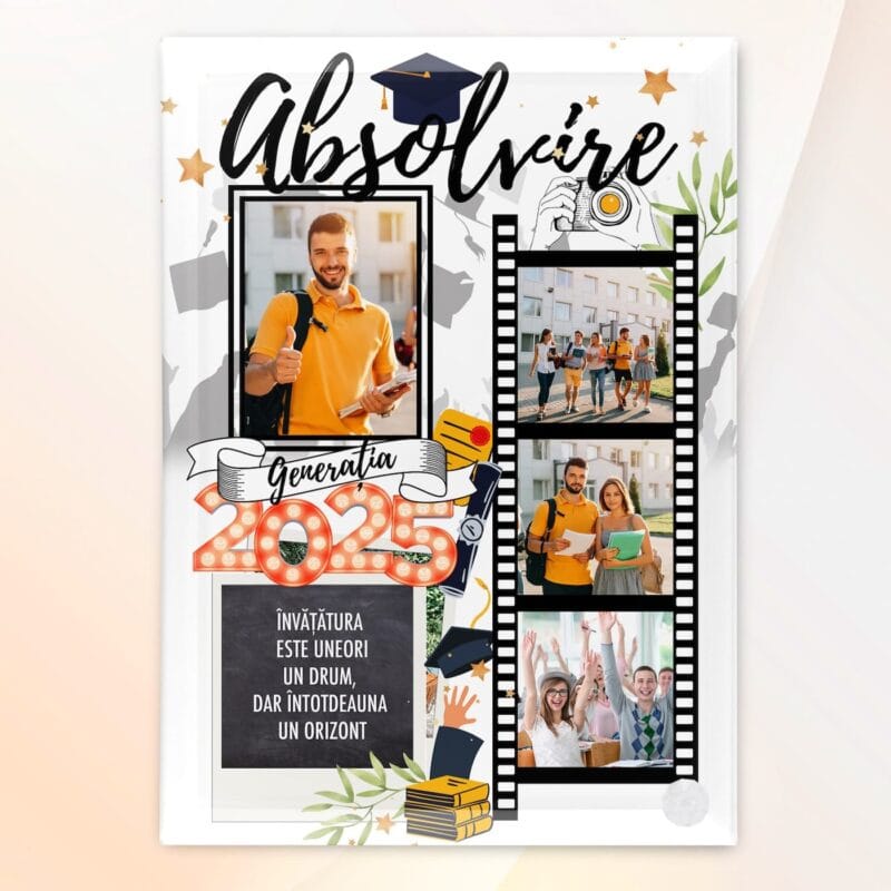 plachetă de sticlă personalizată absolvire liceu