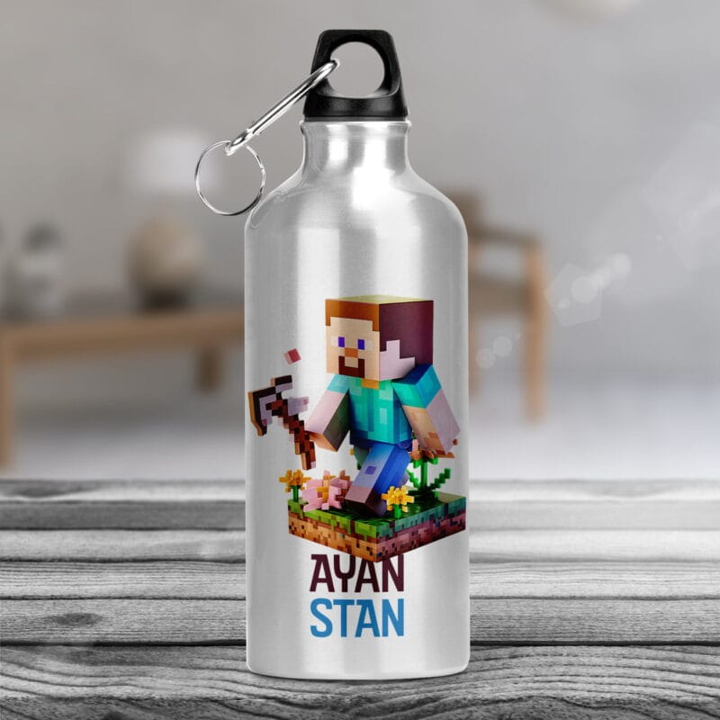 bidon de apă personalizat cu nume și personaj pentru băieți