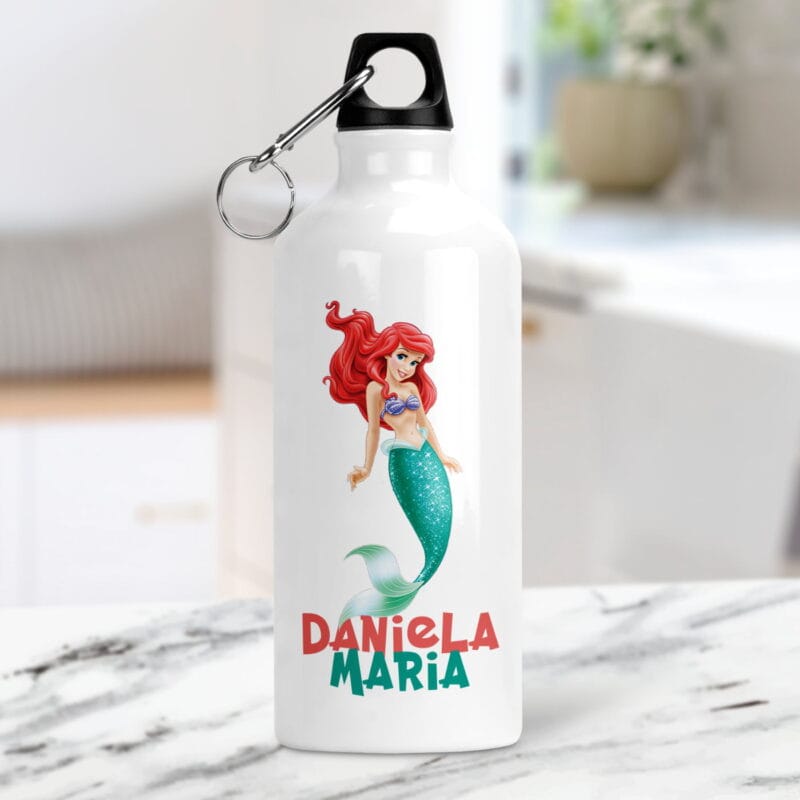 bidon de apă personalizat cu nume și personaj pentru fete