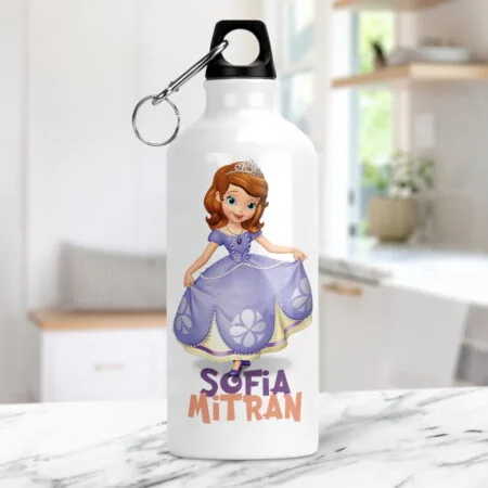 bidon de apă personalizat cu personaj preferat și nume - pentru fete