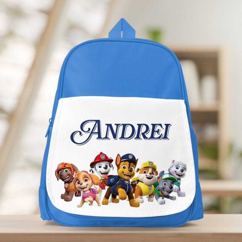 ghiozdan personalizat cu personaj preferat și nume pentru băieți