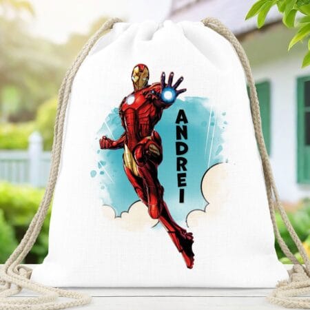 rucsac personalizat cu nume și personaj preferat pentru băieți