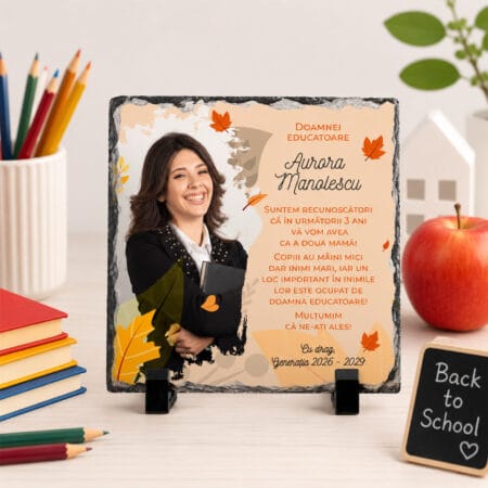 placă ardezie pătrată personalizată — cadou educatoare Început Școlar