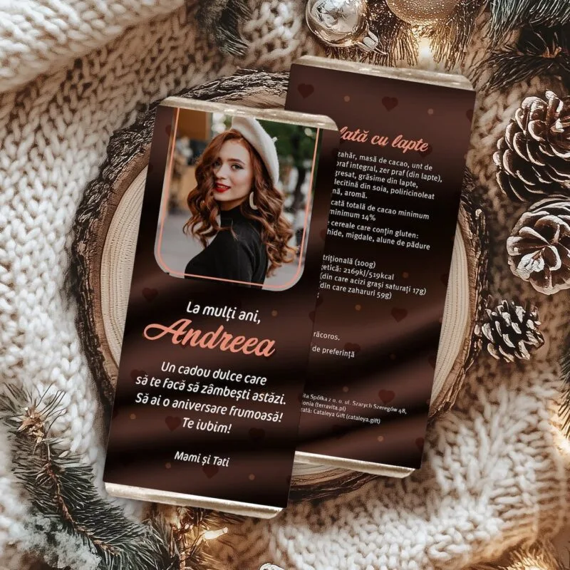 ciocolată personalizată la mulți ani cu poză și nume