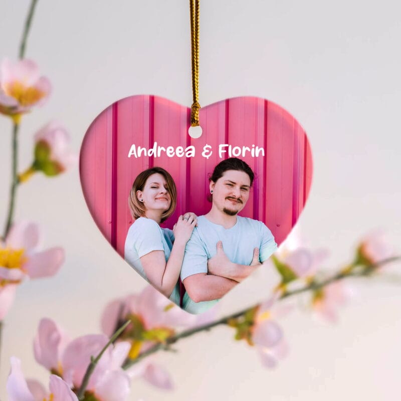 ornament inimioara ceramica personalizat cu fotografie si text