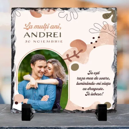 piatră personalizată patrată la multi ani - nume