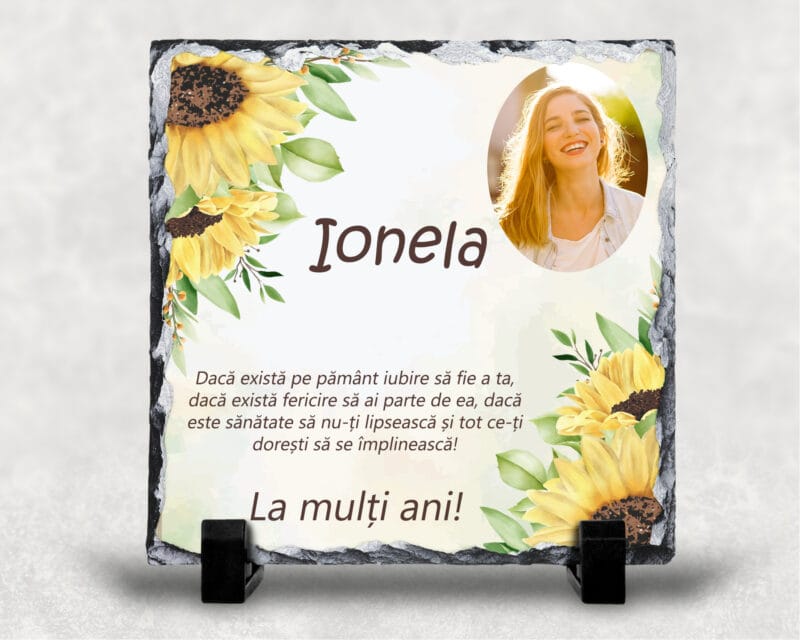 Piatră personalizată patrată La multi Ani – NUME (copiază)