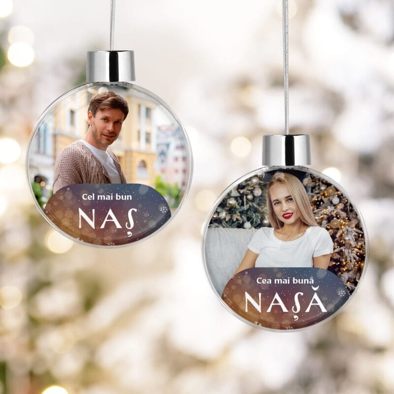 set 2 globuri personalizate pentru nași