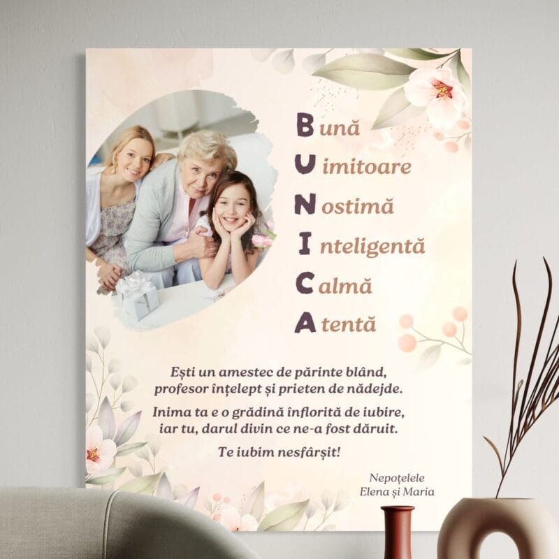 tablou canvas personalizat cu atribute pentru bunica