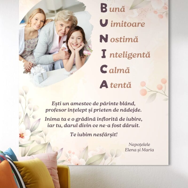 tablou canvas personalizat cu atribute pentru bunica