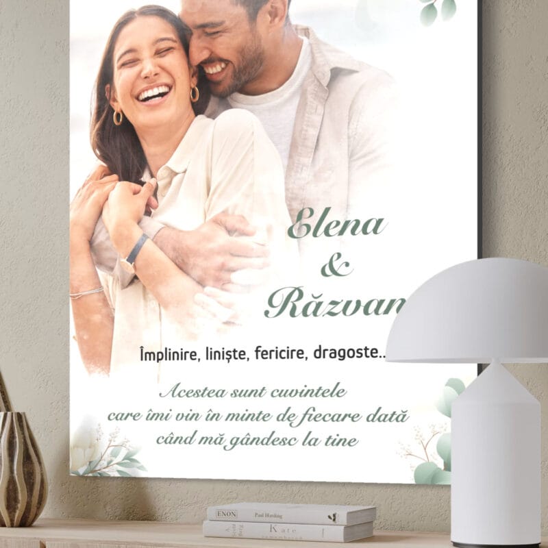 tablou canvas personalizat cu text și fundal acuarelă