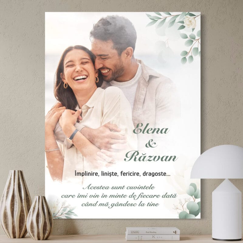 tablou canvas personalizat cu text și fundal acuarelă