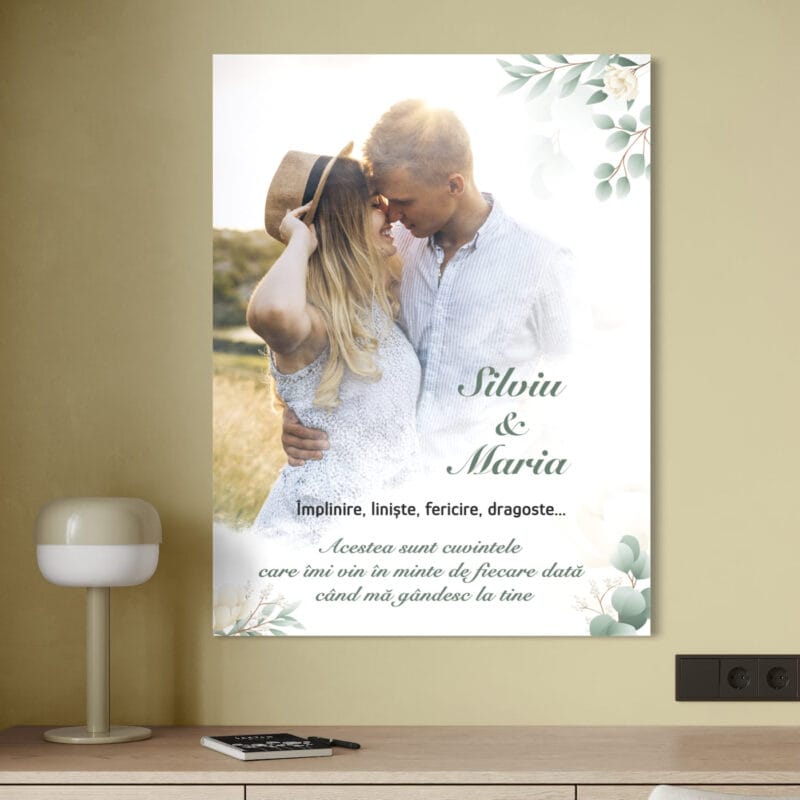 tablou canvas personalizat cu text și fundal acuarelă