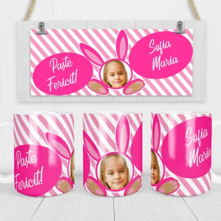 Cană personalizata de Paste cu Fotografie si Nume pentru Fetite