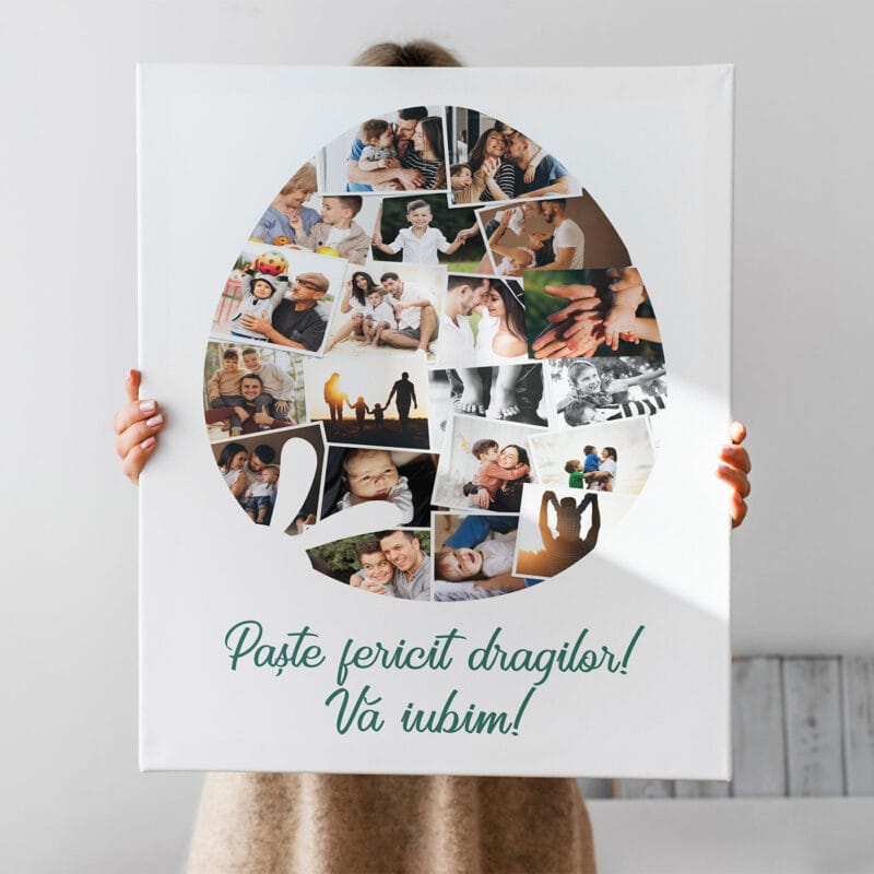 tablou canvas de paște colaj de fotografii în formă de ou