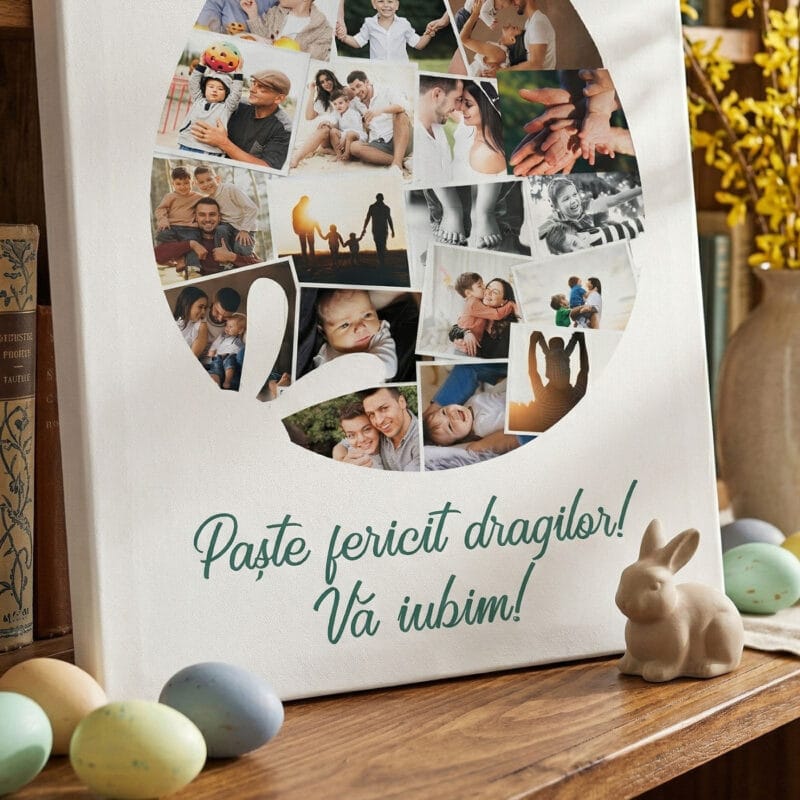 tablou canvas de paște colaj de fotografii în formă de ou