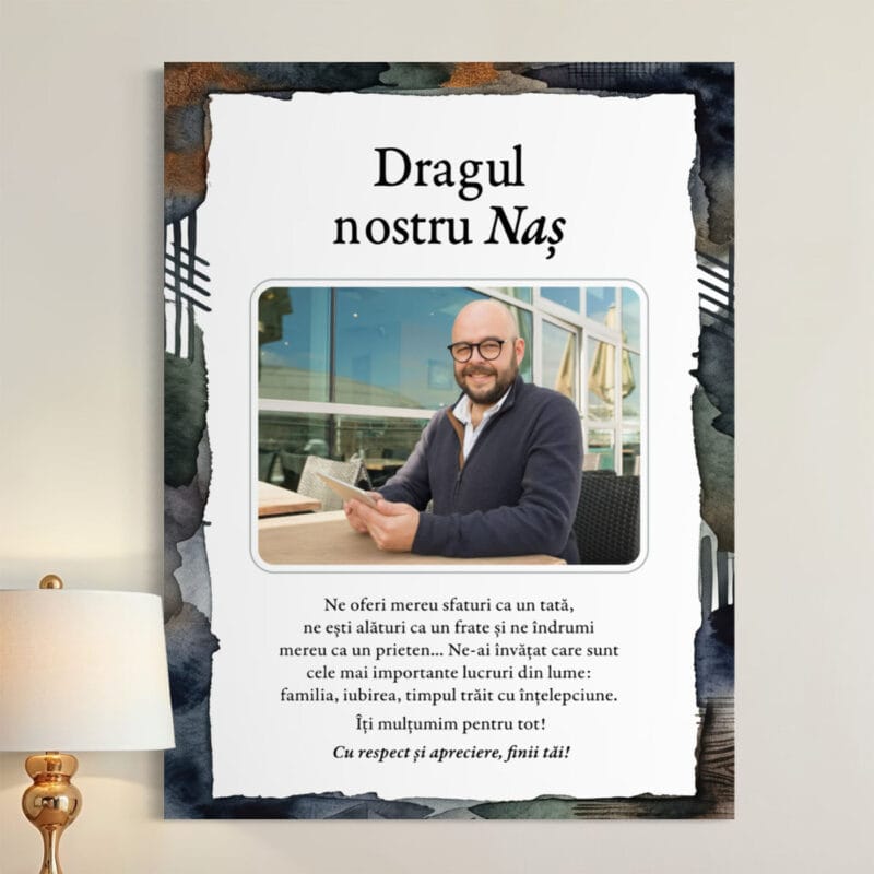 tablou canvas personalizat pentru naș — cadou de mulțumire de la fini