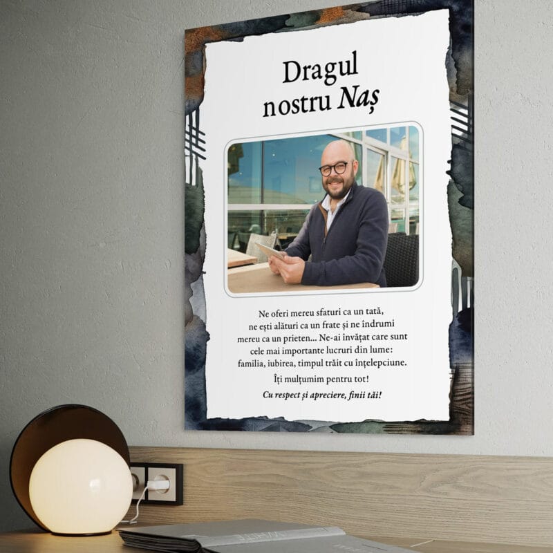 tablou canvas personalizat pentru naș — cadou de mulțumire de la fini