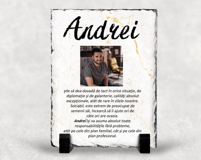 Piatra personalizata despre Andrei