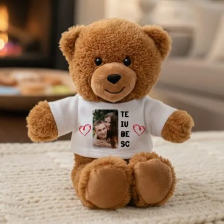 jucărie de pluș ursuleț, personalizată cu poză și text