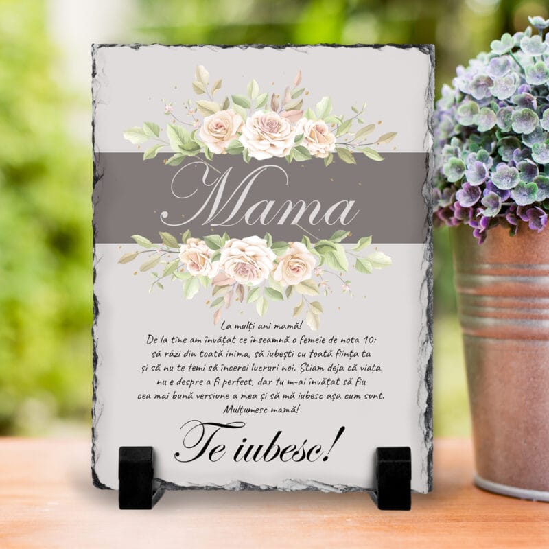 Ardezie Personalizată „Mama te iubesc”