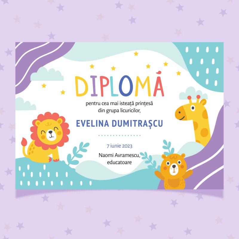 Diplomă personalizată pentru Grădiniță – Grupa Mare