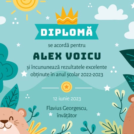 Diplomă personalizată pentru Grădiniță (copiază)
