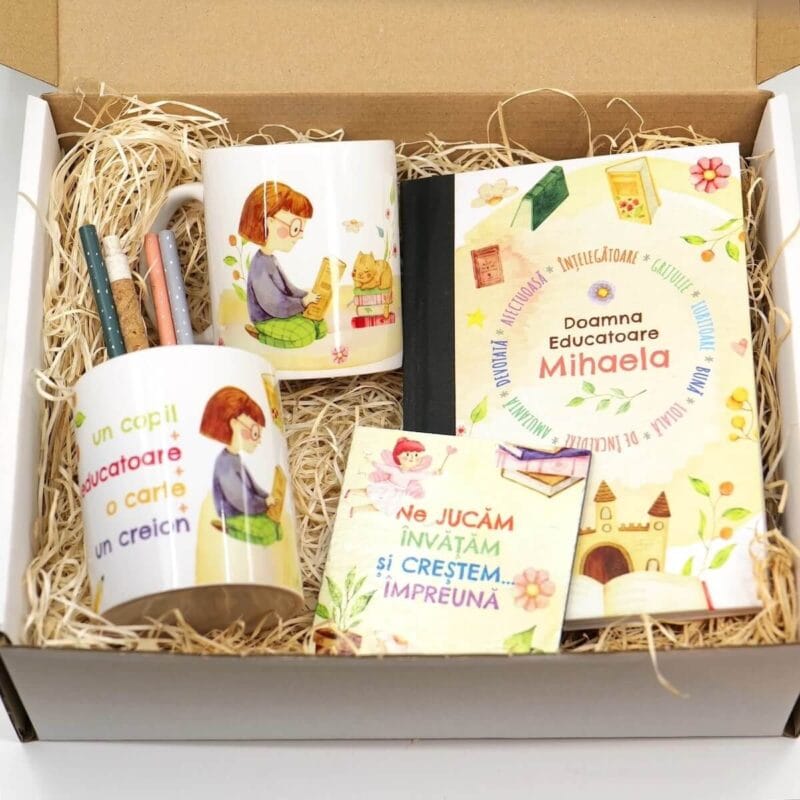 set cadou personalizat pentru educatoare