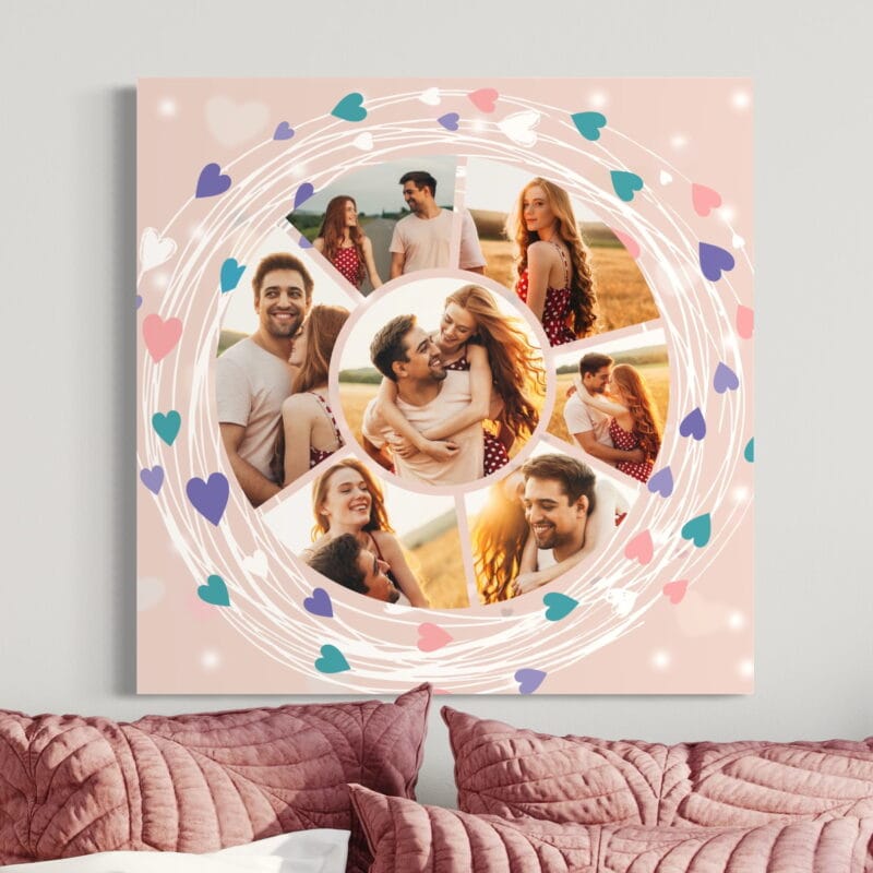 tablou canvas personalizat cu 7 fotografii - cercul dragostei