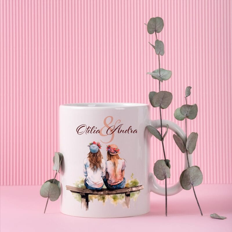 set căni bff watercolor cu nume