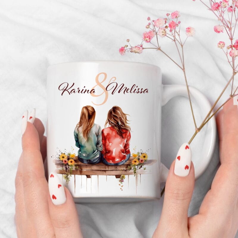 set căni bff watercolor cu nume