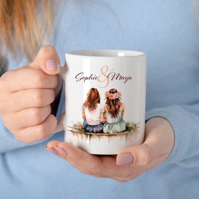 set căni bff watercolor cu nume și slogan