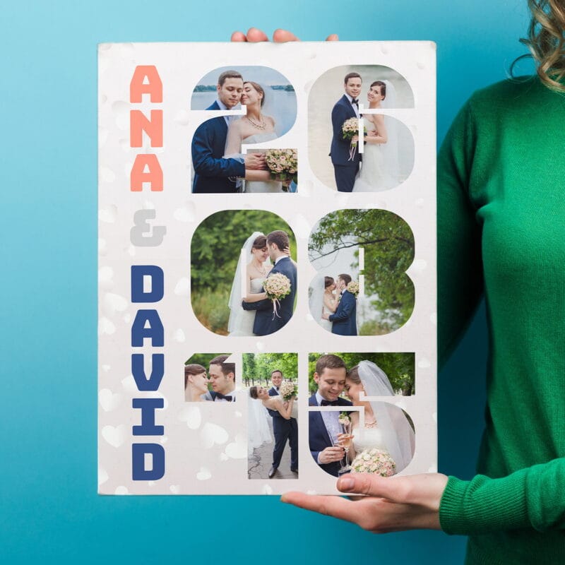 tablou canvas colaj cu data de când suntem împreună