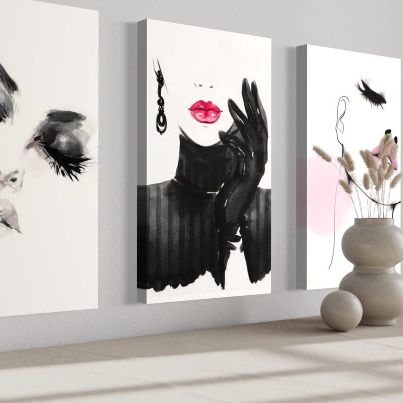 set tablouri canvas decorative abstracte woman b&w