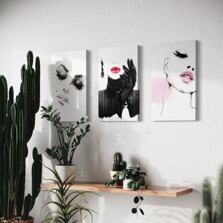 set tablouri canvas decorative abstracte woman b&w