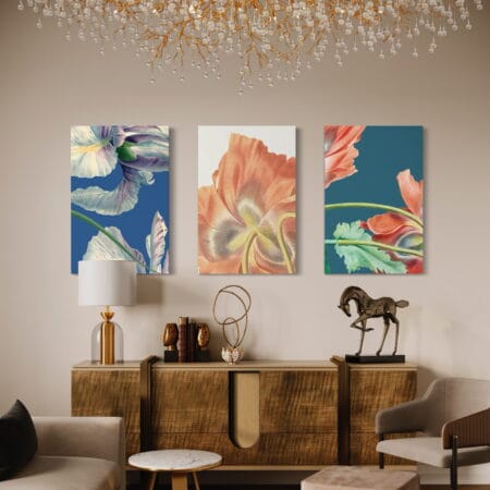 set tablouri canvas decorative abstracte cu flori vintage