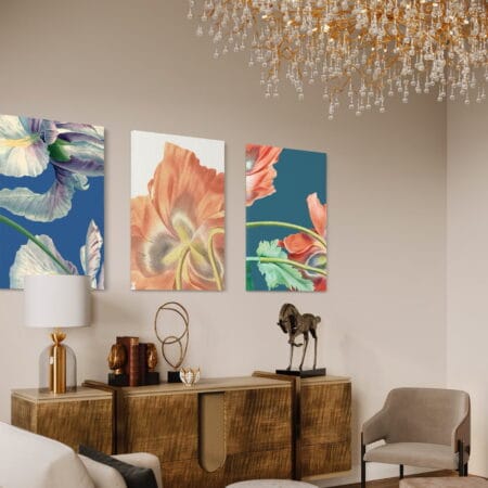 set tablouri canvas decorative abstracte cu flori vintage