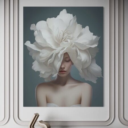 tablou canvas decorativ cu femeie și floare