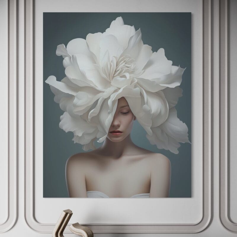tablou canvas decorativ cu femeie și floare