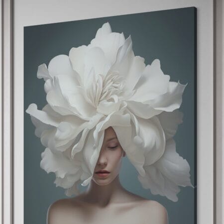 tablou canvas decorativ cu femeie și floare