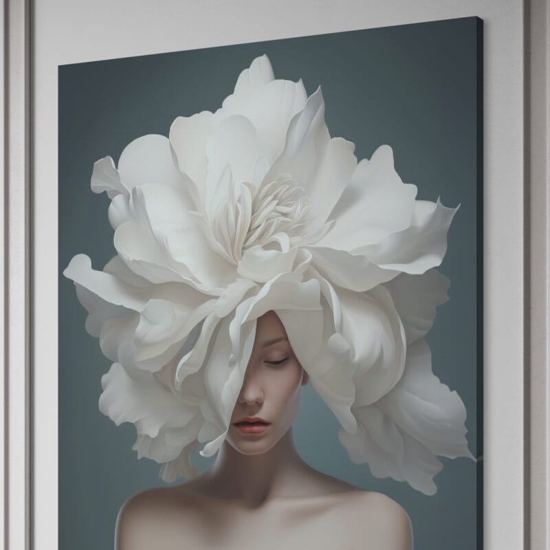 tablou canvas decorativ cu femeie și floare
