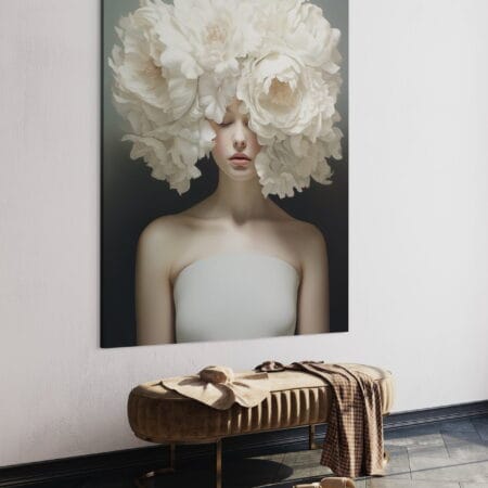 tablou canvas decorativ cu femeie asiatică și floare (copiază)