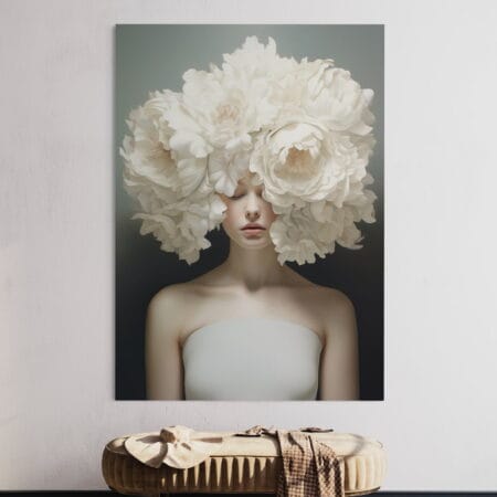 tablou canvas decorativ cu femeie asiatică și floare (copiază)