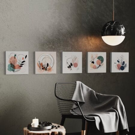 set 5 tablouri canvas pătrate abstracte