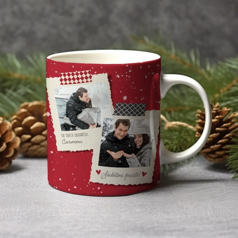 cană personalizată cu poze și nume cadou de crăciun